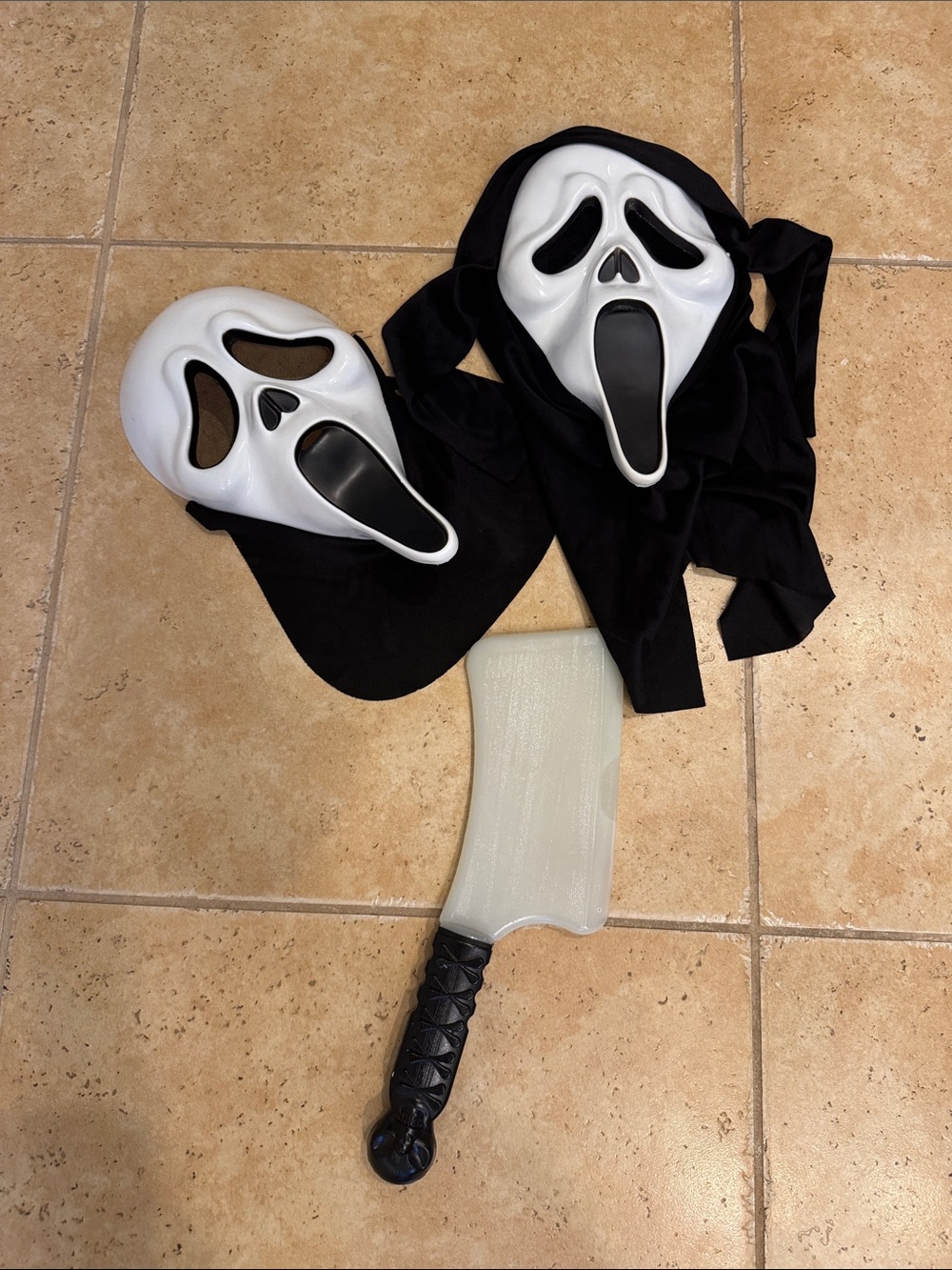Scream  Masks Costume with Black Hood and Toy Cleaver